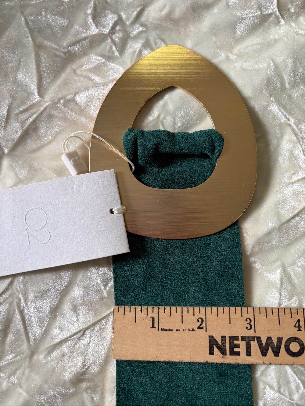 Q2 Gold Teardrop Handle Dark Green Faux Suede Belt